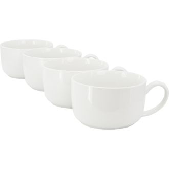 Gibson Home Great Essentials 4 Piece 32.5 Ounce Fine Ceramic Large Latte Mug Set in White at Nordstrom