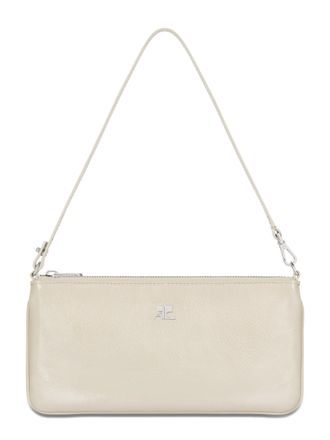 Courr&egrave;ges Rectangular Smooth Leather Pouch with Zipper Closure
