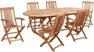 Beliani Garden Dining Set 6 Seater MAUI II Acacia Wood Light Brown