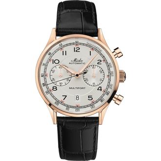 Mido Multifort Patrimony Chronograph Leather Strap Watch in Ivory at Nordstrom