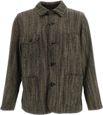Original Vintage Herringbone Wool-Blend Safari Jacket