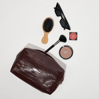 Urban Expression Croc Chic Cosmetic & Travel Organizer Pouch in Chocolate at Nordstrom