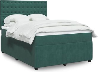 vidaXL Vidaxl - Cama Box Spring Con Colch&oacute;n Terciopelo Verde Oscuro 160x200 Cm
