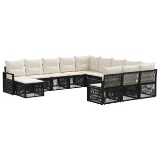 vidaXL Conjunto De Sof&aacute;s De Jard&iacute;n 12 Pcs Negro Rat&aacute;n Sint&eacute;tico Vidaxl