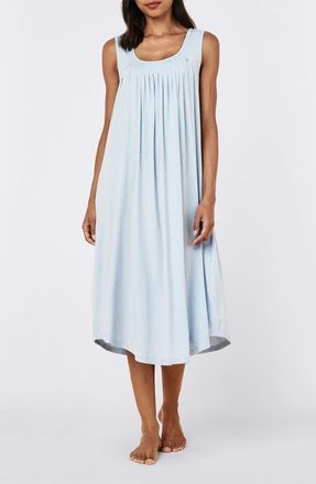 Papinelle Sleepwear Kate Pleat Front Midi Nightgown in Blue at Nordstrom, Size Small