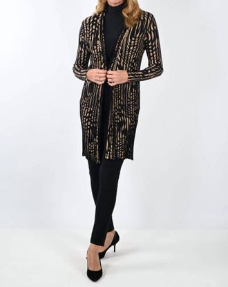 Frank Lyman Design Long Knit Cardigan In Black/brown