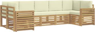 vidaXL Conjunto De Sof&aacute;s De Exterior 7 Uds. Blanco Y Crema Poli&eacute;ster Vidaxl