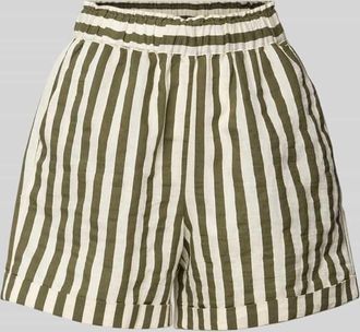 0039 Italy 0039 Italy Shorts aus Leinen-Mix mit elastischem Bund Modell BRENDA in Khaki, Gr&ouml;&szlig;e XXL