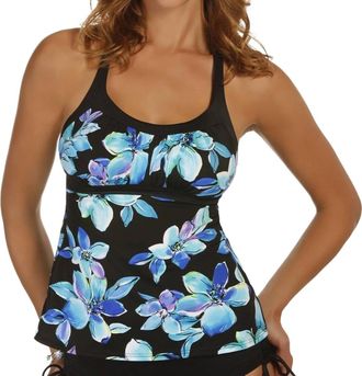 Caribbean Joe Framed Peasant Tankini Top In Martinique