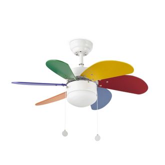 Netlighting Palao 1 Light Small Ceiling Fan White MultiColour with Light E14