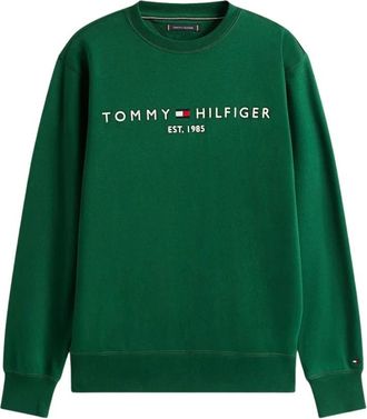 Tommy Hilfiger Logo Sweatshirt - Heren - Sweatshirts - Groen - M - Katoen - Hoodies & sweatvesten