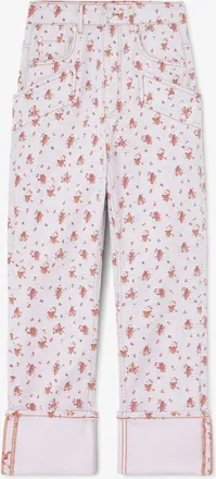 Ganni Peachskin Capri Slim Jeans in Printed Denim - Size 24W/33L Organic Cotton