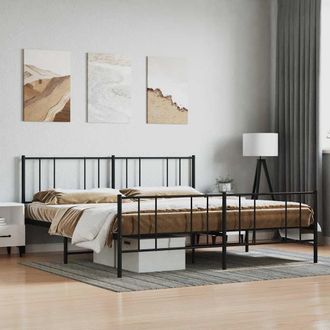vidaXL Estructura Cama Sin Colch&oacute;n Con Estribo Metal Negro 193x203 Cm Vidaxl