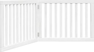 vidaXL Puerta Para Perros Plegable 2 Paneles Madera &Aacute;lamo Blanca 160cm Vidaxl