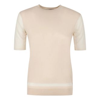 Agnona Round-neck Knitwear, female, Pink, Size: S Knitted Wool-blend Top