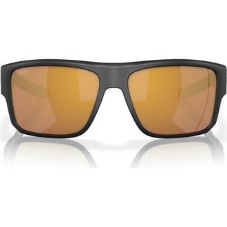 Costa Taxman 59mm Polarized Square Sunglasses in Matte Black/Gold Mirror at Nordstrom
