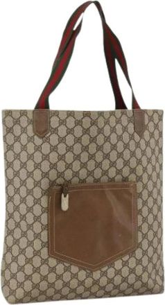 Gucci Pre-owned Tote Bags, female, Beige, Size: ONE SIZE Pre-owned Canvas Tote Bag