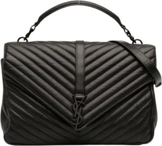 Saint Laurent Pre-owned Handbags, female, Black, Size: ONE SIZE Pre-owned College Satchel