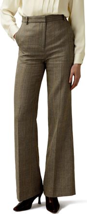 LilySilk Sprezzatura Urbane Silk Wool Trousers for Women Fall Winter Silk Wool Blend Pants High Waist Laies Bottom(Flax,UK 6)