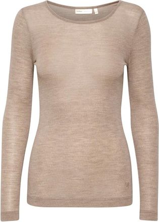 Inwear Lange Mouw Haver Melange T-shirt - Dames - Longsleeves - Beige - M - Wol - Tops