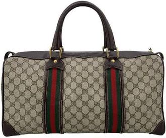 Gucci Vintage, unisex, Bruin, ONE Size, Leer, Pre-owned Weekendtas