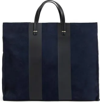 Clare Vivier Simple Racing Stripe Suede Tote in Navy at Nordstrom