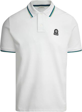 Sandbanks Mens Badge Logo Tipped Sleeve Polo Shirt White Cotton - Size X-Large