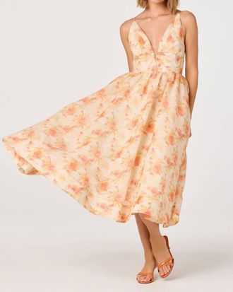 Astr Janna Midi Dress In Orange Floral