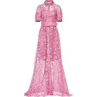 VASILIKI Ayah Collared Lace Gown in Pink at Nordstrom, Size Large