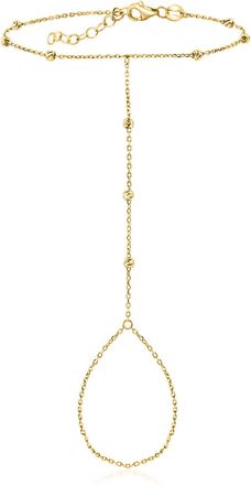 RS Pure by Ross-Simons 14kt Yellow Gold Beaded Hand Chain Bracelet