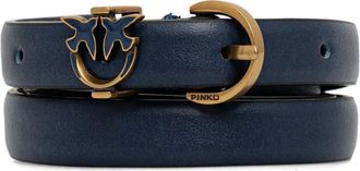 Pinko Love Birds embellished-buckle belt - women - Calf Leather - M - Blue