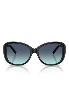 Tiffany & Co. 56mm Pillow Sunglasses in Black /Azure Gradient Blue at Nordstrom