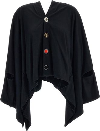Junya Watanabe Black Velvet Overlay Wool Knit T-Shaped Cape