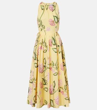 Oscar De La Renta Vestido midi en mezcla de algod&oacute;n floral
