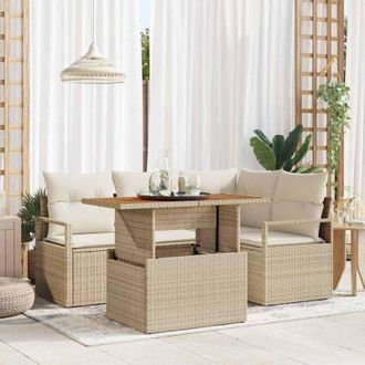 vidaXL Vidaxl - Conjunto De Comedor De Jard&iacute;n Con Coj&iacute;n 5 Pcs Beige, Crema