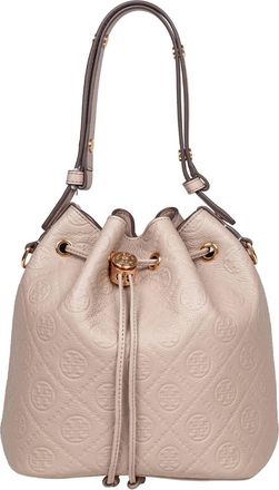 Tory Burch Monogram Leather Bucket Bag Clay Color