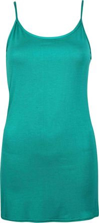 Purple Hanger Womens Plain Sleeveless Ladies Stretch Round Scoop Neckline Camisole Long Strappy Vest Tank Top Plus Size (26-28, Jade Green, Numeric_26)