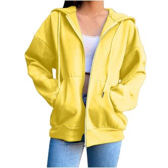 Generic Hoodies for Women Uk Fall Winter Lightweight Jackets Zip Up Hoodie Women Winter Coat Cardigan Long Sleeve Drawstring Hooded Sweatshirt Pullover Casual