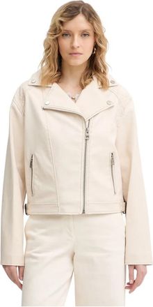 Guess Nada Biker Jacket - Dames - Zomerjassen - Beige - XS - Leer - Jassen