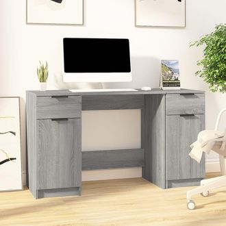vidaXL Vidaxl - Escritorio Con Armario Lateral Madera Contrachapada Gris Sonoma