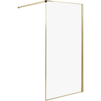Beliani Schermo doccia bagno in vetro temperato senza ante 100 x 190 cm Oro Waspam
