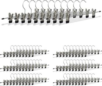 Relaxdays Set De 70 Perchas Para Pantalones, Ajustables, Regulable, Ganchos, Negro Y Plateado, 9 X 35,5 X 2,5 Cm