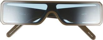 Rick Owens Gethshades Rectangular Shield Sunglasses in Olive Temple/Amazonite Lens at Nordstrom
