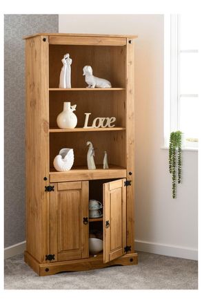 Seconique Corona 2 Door Display Unit/Bookcase in Natural