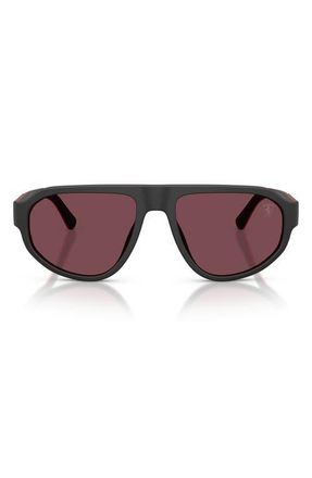 Ferrari 57mm Irregular Sunglasses in Black Matte Red Black at Nordstrom