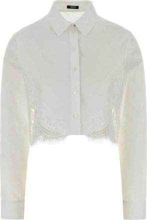 Versace White Lace Cropped Shirt