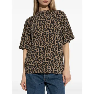 Anine Bing Leopard-Print Cotton T-Shirt - Brown