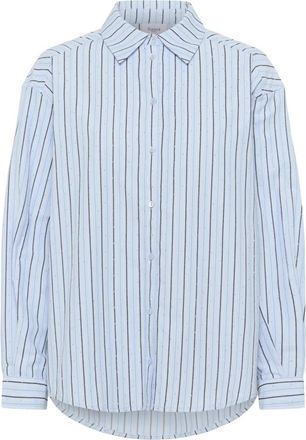 Saint Tropez Keely SZ Shirt - Dames - Overhemden - Blauw - XL - Katoen - Overhemden