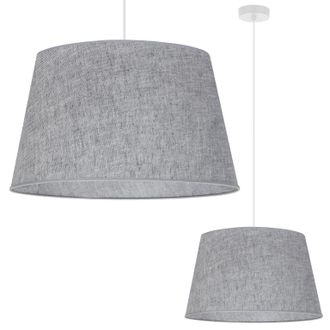 OEM L&aacute;mpara Colgante, Cono De Lino, Blanco, 1 Plana, Pantalla Gris L04 44cm