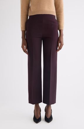 Chlo&eacute; Straight Leg Wool Crepe Trousers in Obscure Purple at Nordstrom, Size 14 Us